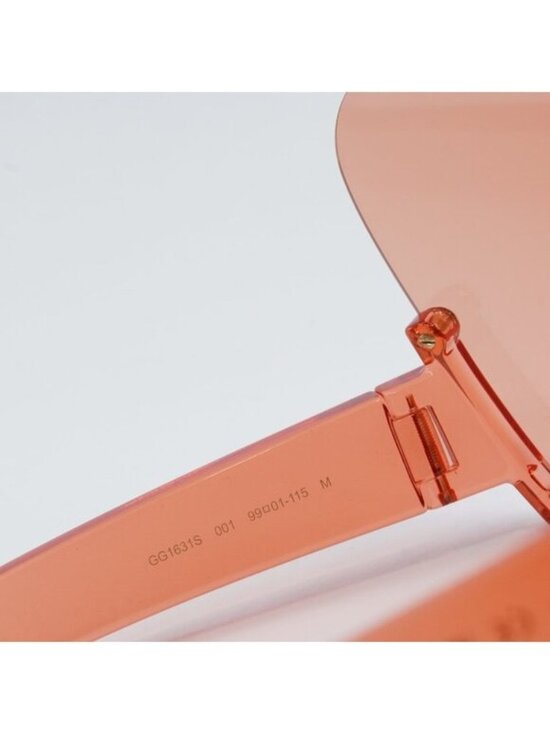 Gucci GG1631S 001 Sunglasses Transparent Red Shield Frame, Light Red Lenses main image 2